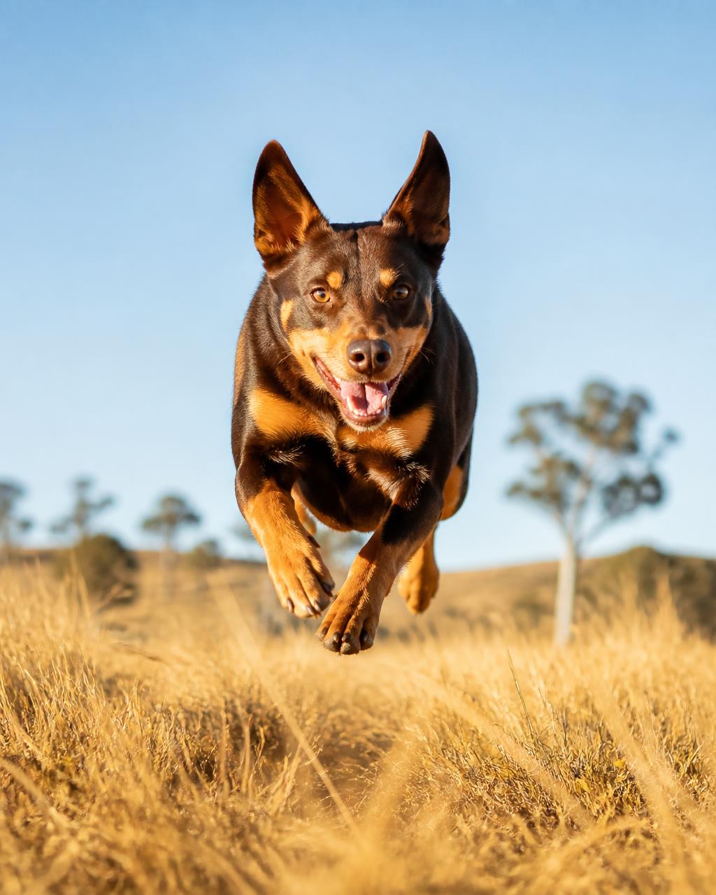 Dog in a Hunter Valley vineyard landscape