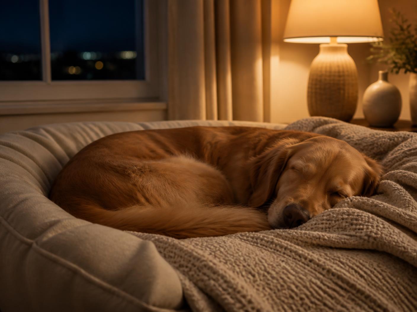 A dog asleep on a soft bed during an overnight Pawloma stay